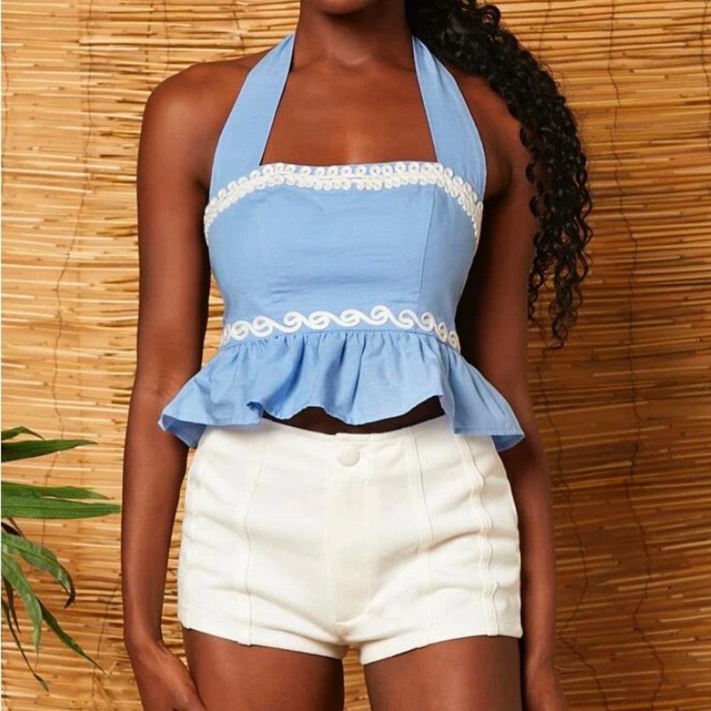 Ruffle hem halter top